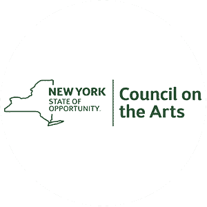 Graphic: "New York State of Opportunity Council on the Arts" with green text and outline of New York State